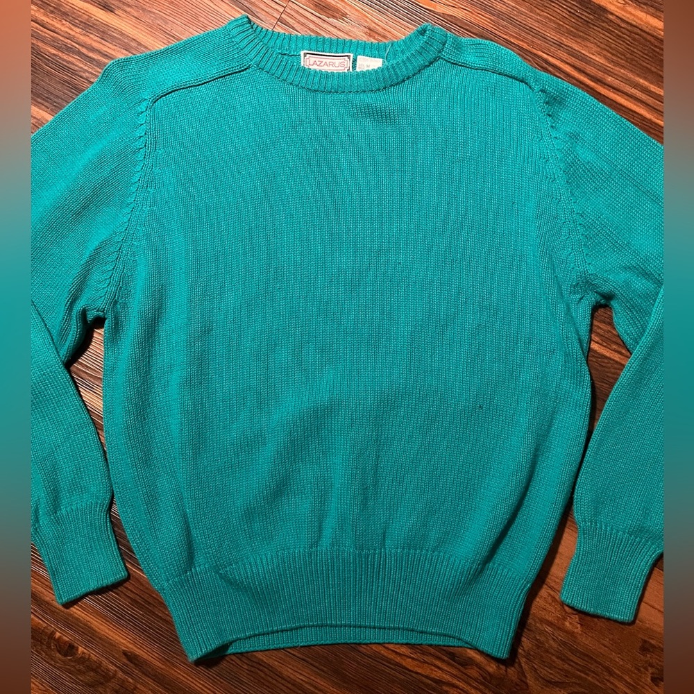 Teal Lazarus brand sweater